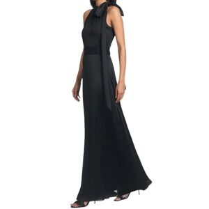 NWT SACHIN + BABI Black Sleeveless Tie Neck Maxi Dress Gown Size 0